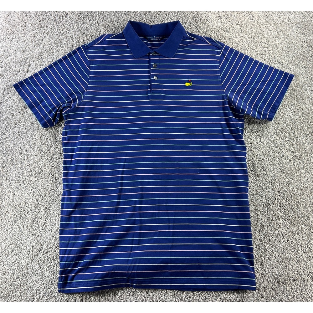 NWOT Vintage Masters Clubhouse Collection Blue Striped Polo XL Made in Italy